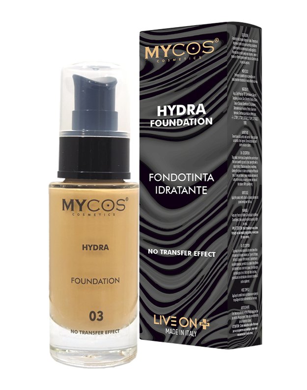 Live On Plus Makiažo pagrindas MYCOS Cosmetics Fondotinta Fluido 30ml Hydra No. 03