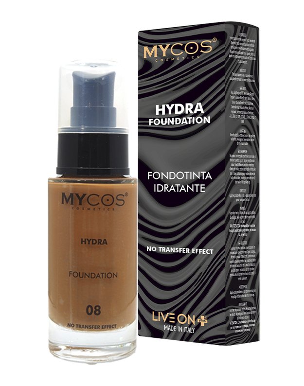 Live On Plus Makiažo pagrindas MYCOS Cosmetics Fondotinta Fluido 30ml Hydra No. 08