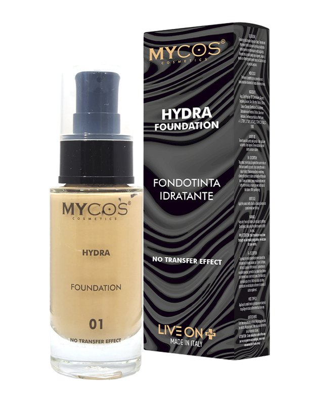 Live On Plus Makiažo pagrindas MYCOS Cosmetics Fondotinta Fluido 30ml Hydra No. 01