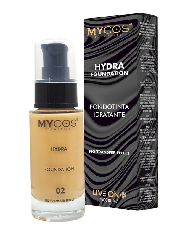 Live On Plus Makiažo pagrindas MYCOS Cosmetics Fondotinta Fluido 30ml Hydra No. 02